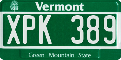 VT license plate XPK389