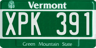 VT license plate XPK391