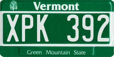 VT license plate XPK392