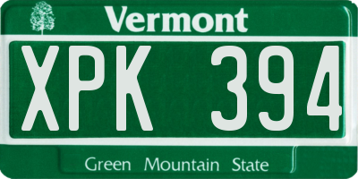 VT license plate XPK394