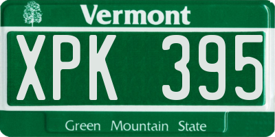 VT license plate XPK395