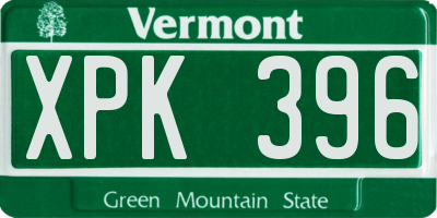 VT license plate XPK396