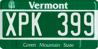 VT license plate XPK399