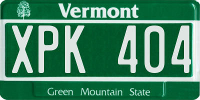 VT license plate XPK404
