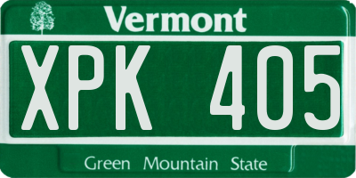 VT license plate XPK405