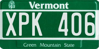 VT license plate XPK406