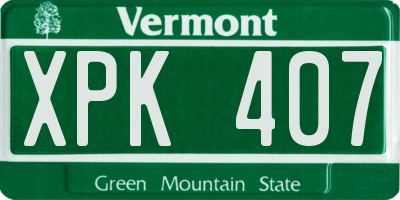 VT license plate XPK407