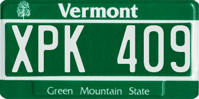 VT license plate XPK409