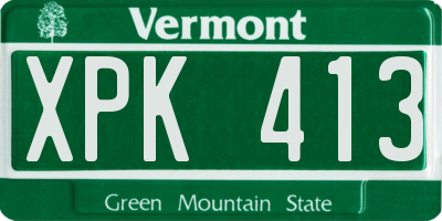 VT license plate XPK413