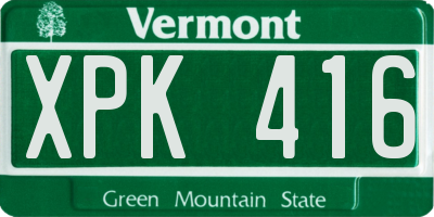 VT license plate XPK416