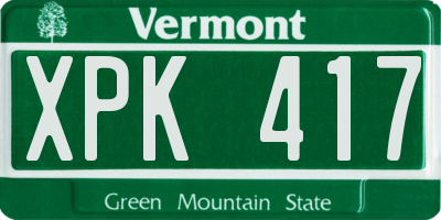 VT license plate XPK417