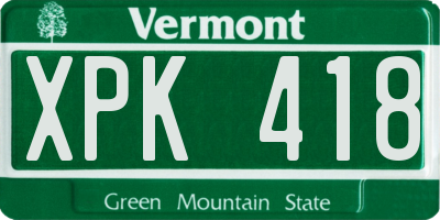 VT license plate XPK418