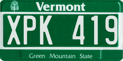 VT license plate XPK419