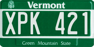 VT license plate XPK421