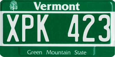 VT license plate XPK423