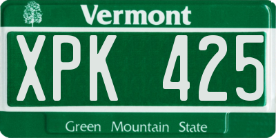 VT license plate XPK425