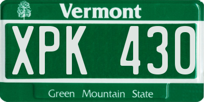 VT license plate XPK430
