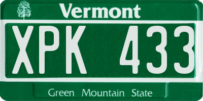 VT license plate XPK433