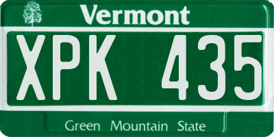 VT license plate XPK435