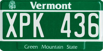 VT license plate XPK436