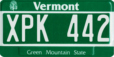 VT license plate XPK442