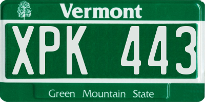 VT license plate XPK443