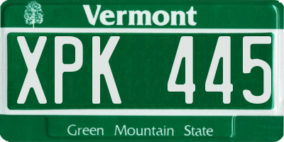 VT license plate XPK445