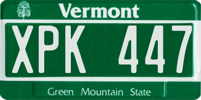 VT license plate XPK447