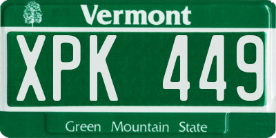 VT license plate XPK449