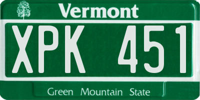 VT license plate XPK451