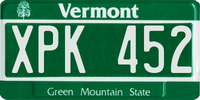VT license plate XPK452