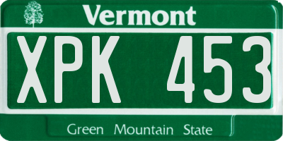 VT license plate XPK453