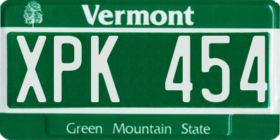 VT license plate XPK454