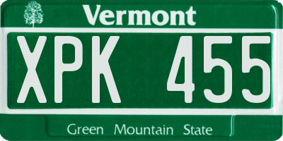 VT license plate XPK455