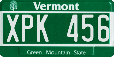 VT license plate XPK456