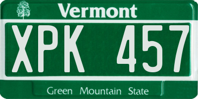 VT license plate XPK457