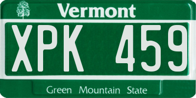 VT license plate XPK459