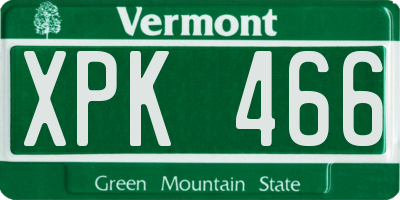 VT license plate XPK466