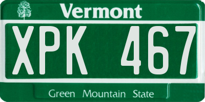 VT license plate XPK467