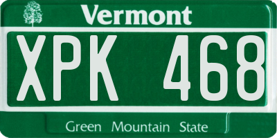 VT license plate XPK468