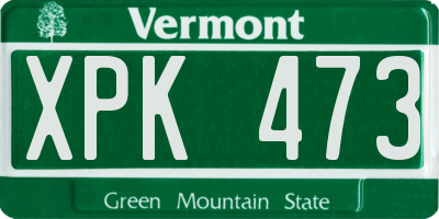VT license plate XPK473
