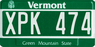 VT license plate XPK474