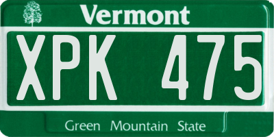 VT license plate XPK475