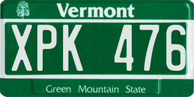 VT license plate XPK476