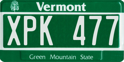 VT license plate XPK477