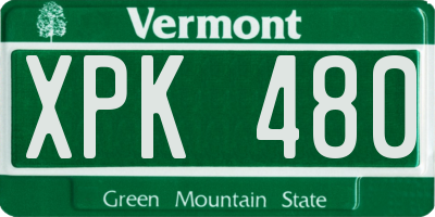 VT license plate XPK480