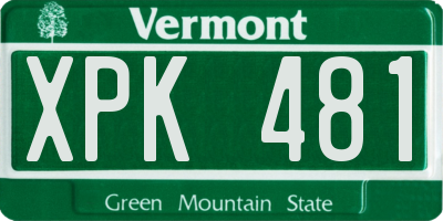 VT license plate XPK481
