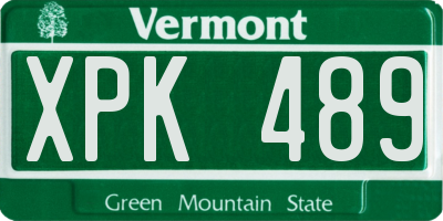 VT license plate XPK489