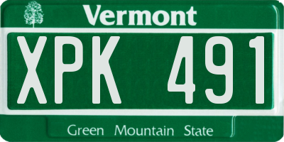 VT license plate XPK491