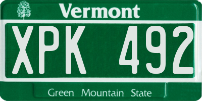 VT license plate XPK492